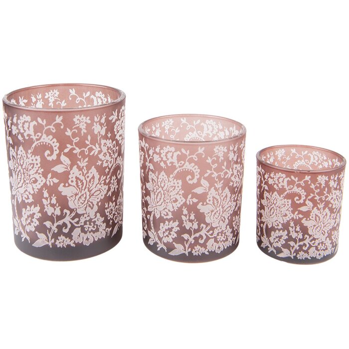 Clayre & Eef 6GL4096 Uchwyt na tealight (3 sztuki) Ø 10x12 - Ø 9x10 - Ø 7x8 cm