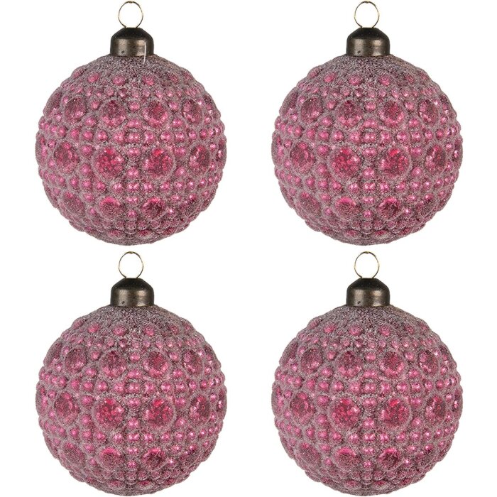 Clayre & Eef 6GL4110 Christmas Tree Ball Ø 8x8 cm (Set of 4) Red