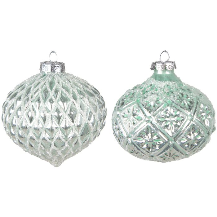 Clayre & Eef 6GL4128 Christmas Tree Ball Ø 10x10 cm (Set of 2) Green