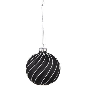 Clayre & Eef 6GL4132 Christmas Ball Ø 8x8 cm (zestaw 4) Black - Grey