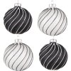 Clayre & Eef 6GL4132 Christmas Ball Ø 8x8 cm (zestaw 4) Black - Grey