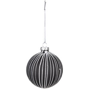 Clayre & Eef 6GL4133 Christmas Tree Ball Ø 8x8 cm (zestaw 4) Black - White