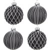 Clayre & Eef 6GL4133 Christmas Tree Ball Ø 8x8 cm (zestaw 4) Black - White