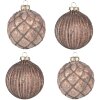 Clayre & Eef 6GL4144 Christmas Tree Ball Ø 8x8 cm (Set of 4) Brown