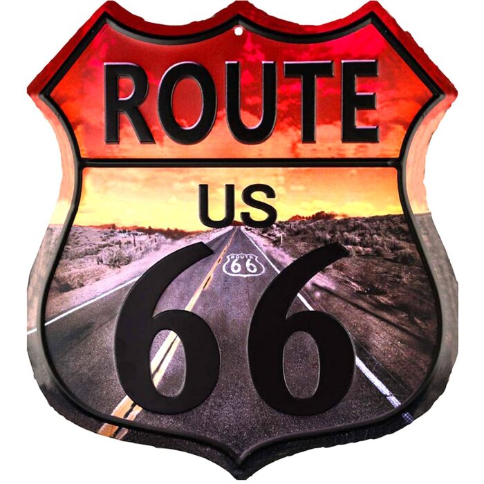 Clayre & Eef 6Y5061 Znak tekstowy 45x1x50 cm szary Route 66