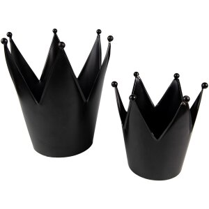 Clayre & Eef 6Y5397S Uchwyt na tealight Crown Ø 13x14 cm Czarny