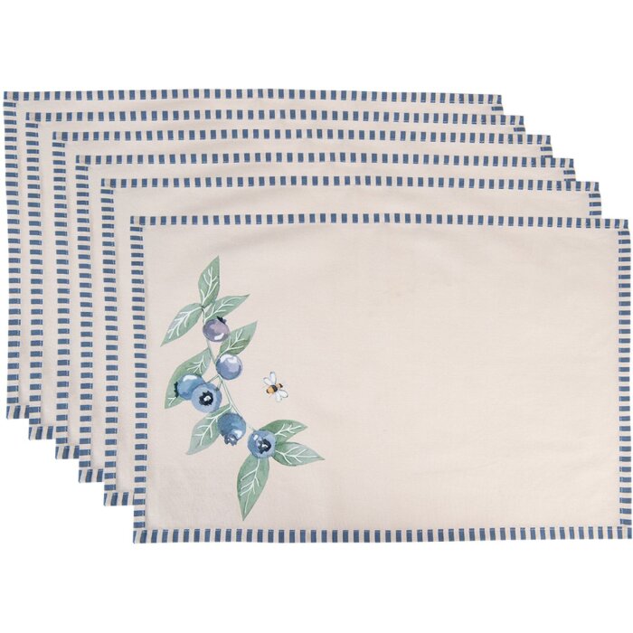 Clayre & Eef BBF40 Placemat (6 sztuk) 48x33 cm Beige - Blue