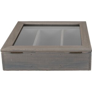 Clayre & Eef 6H1583G Taca na sztućce 30x30x8 cm szara kwadratowa