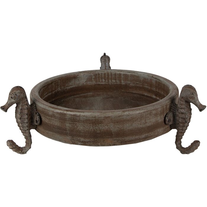 Clayre & Eef 6H2181 Miska dekoracyjna Ø 33x13 cm brązowa - szara okrągła