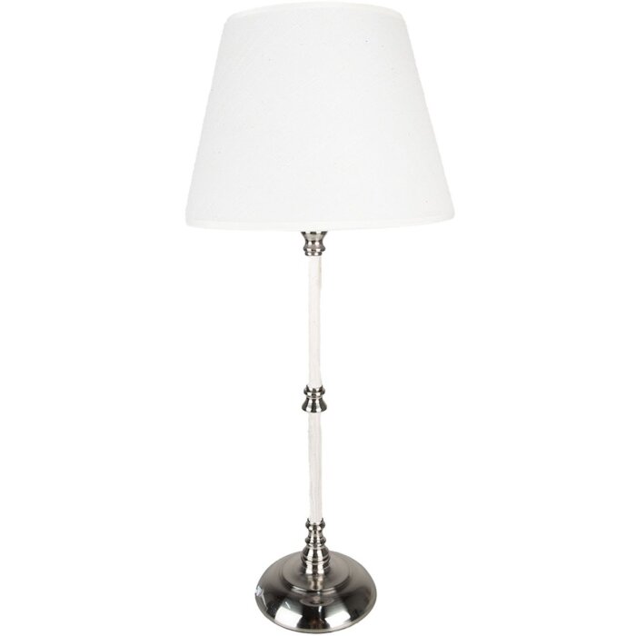 Clayre & Eef 6LMC0068 Lampa stołowa Ø 18x44 cm E27-max 1x60W biała - srebrna