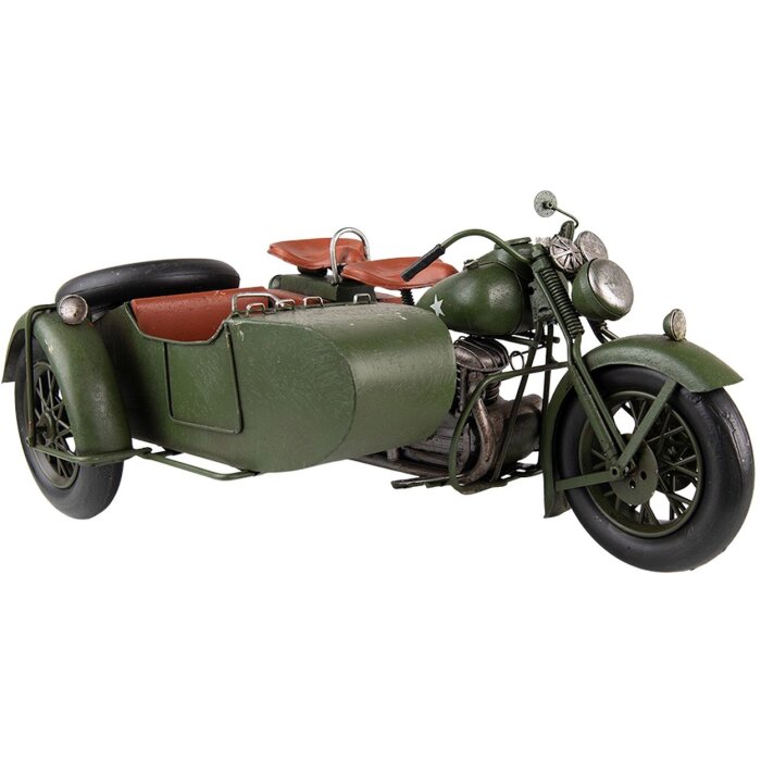 Clayre & Eef 6Y4962 Model motocykla z wózkiem bocznym 38x26x18 cm Zielony