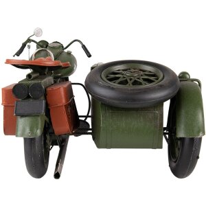 Clayre & Eef 6Y4962 Model motocykla z wózkiem bocznym 38x26x18 cm Zielony