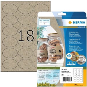 HERMA 10763 Etykiety Silphie papier A4 owal 63,5x42,3mm...