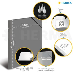 HERMA 19655 Teczka A4 PP Neon Żółty Wytrzymałe elastyczne zapięcie