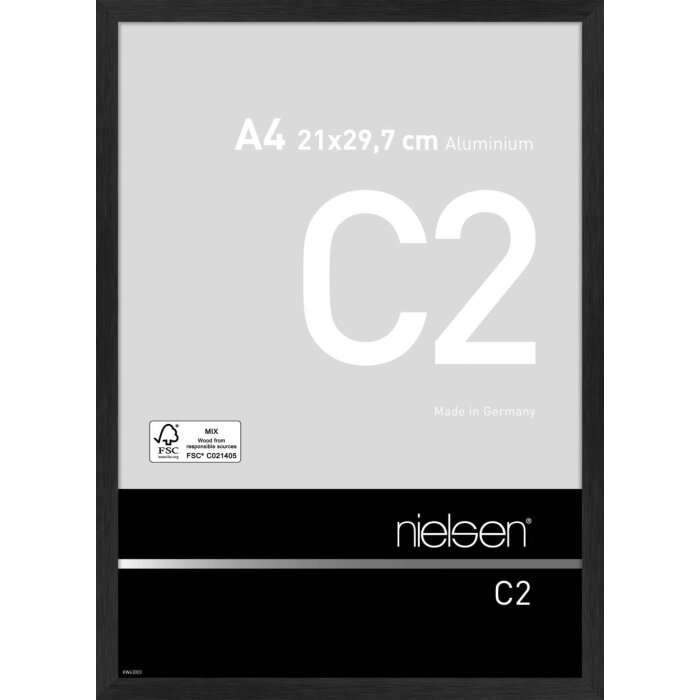 Nielsen Aluminiowa ramka na zdjęcia C2 struktura czarny mat 21x29,7 cm szkło akrylowe