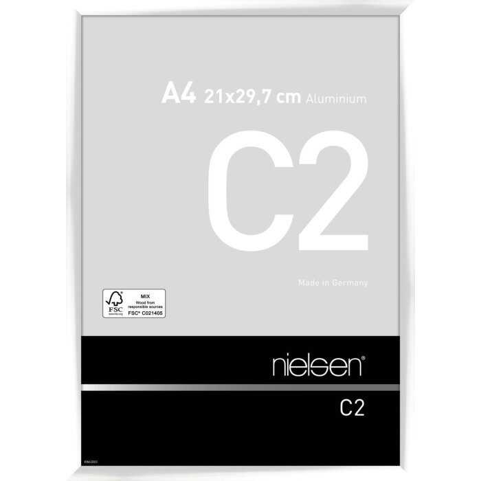 Nielsen Aluminiowa ramka na zdjęcia C2 biała błyszcząca 21x29,7 cm szkło akrylowe