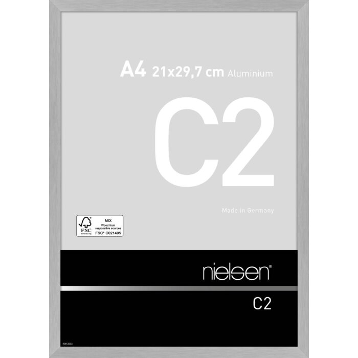 Nielsen Aluminiowa ramka na zdjęcia C2 struktura srebrny mat 21x29,7 cm szkło akrylowe