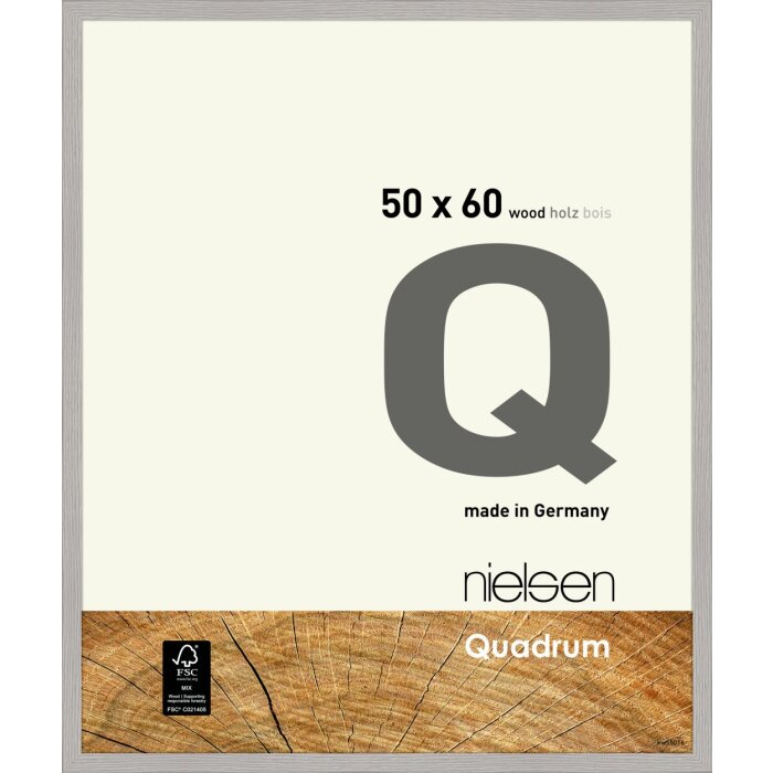 Nielsen drewniana rama zatrzaskowa Quadrum 50x60 cm cementowo-szara