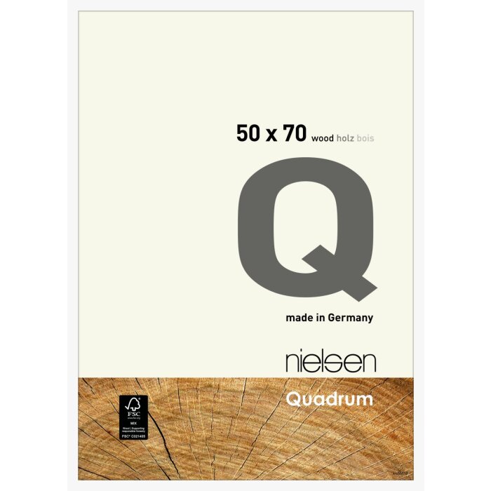 Nielsen Drewniana ramka zatrzaskowa Quadrum 50x70 cm biała nieprzezroczysta