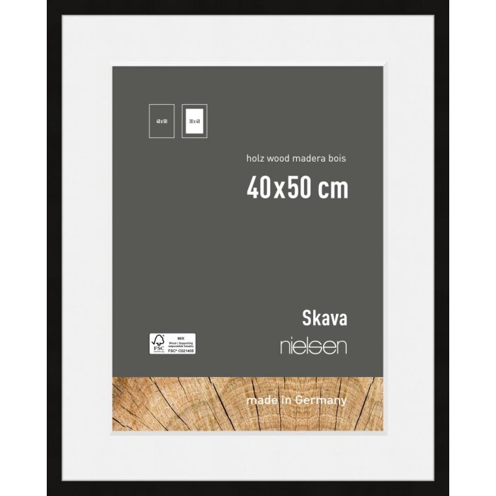 Drewniana ramka na zdjęcia Nielsen Skava Black 40x50 cm z Passepartout 30x40 cm