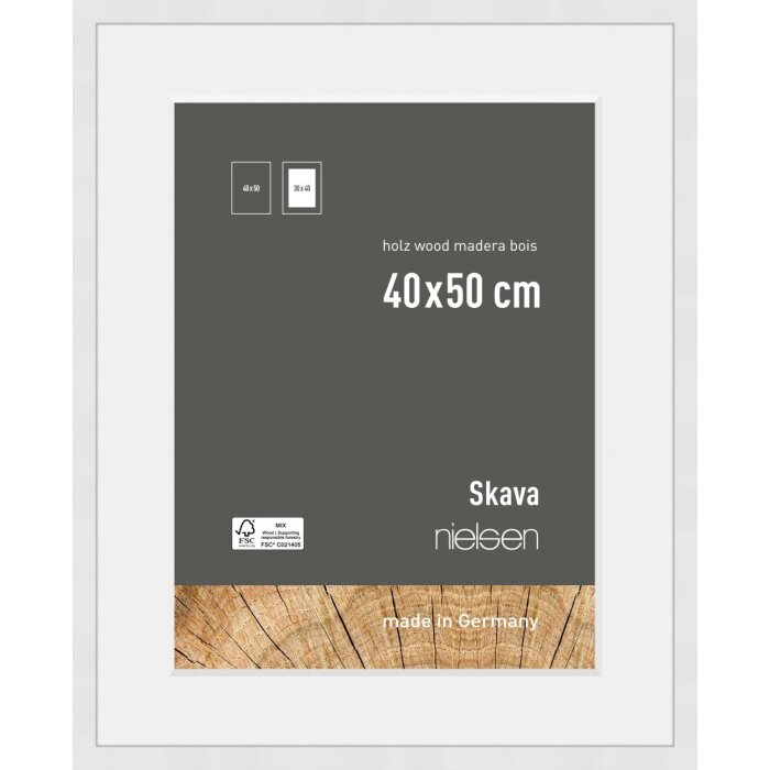 Drewniana ramka na zdjęcia Nielsen Skava White 40x50 cm z Passepartout 30x40 cm