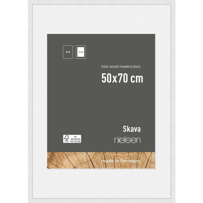 Drewniana ramka na zdjęcia Nielsen Skava White 50x70 cm z Passepartout 40x50 cm