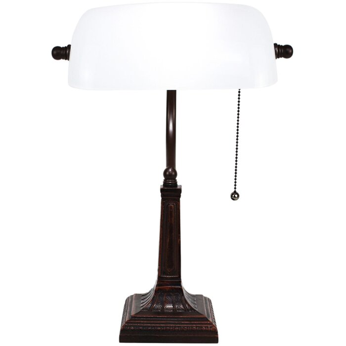 LumiLamp 5LL-5686 Lampa stołowa biała 26x16x40 cm E27-max 1x40W Lampa bankierska