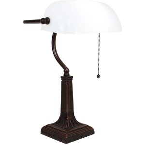 LumiLamp 5LL-5686 Lampa stołowa biała 26x16x40 cm E27-max 1x40W Lampa bankierska