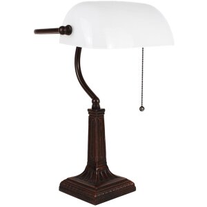 LumiLamp 5LL-5686 Lampa stołowa biała 26x16x40 cm E27-max 1x40W Lampa bankierska