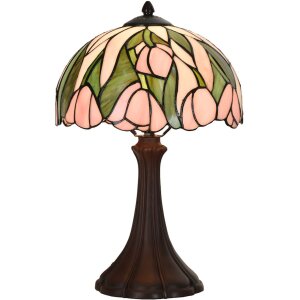 LumiLamp 5LL-6307 Lampa stołowa Tiffany różowa...