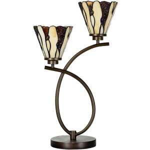 LumiLamp 5LL-6315 Lampa stołowa Tiffany Beige 46x28x63 cm E14-max 2x40W