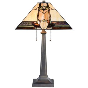 LumiLamp 5LL-6320 Lampa stołowa Tiffany Beige 45x45x80 cm...