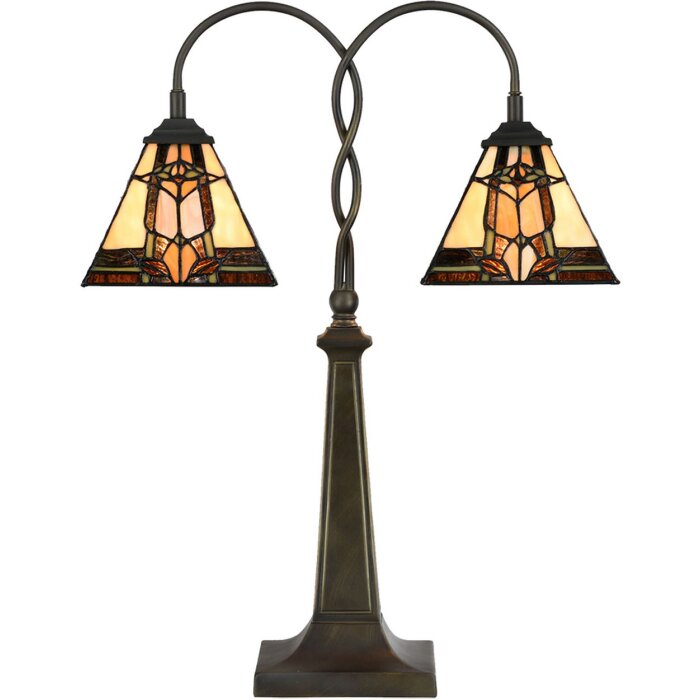 LumiLamp 5LL-6322 Lampa stołowa Tiffany beżowa 48x66 cm E27-max 2x40W