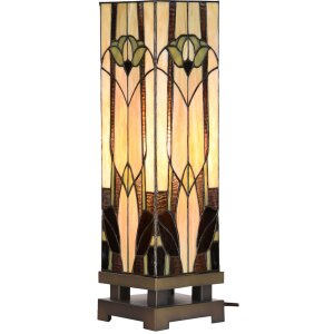 LumiLamp 5LL-6323 Lampa stołowa Tiffany Beige 15x15x54 cm E27-max 1x60W