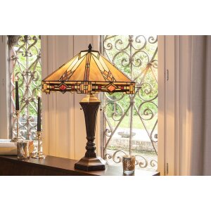 LumiLamp 5LL-6325 Lampa stołowa Tiffany Beige 50x50x75 cm E27-max 2x60W