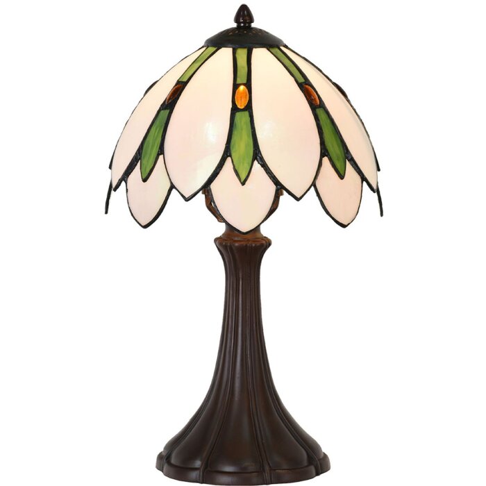 LumiLamp 5LL-6328 Lampa stołowa Tiffany biała Ø 25x42 cm E14-max 1x40W