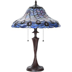 LumiLamp 5LL-6338 Lampa stołowa Tiffany niebieska...