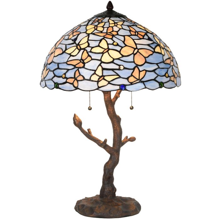 LumiLamp 5LL-6344 Lampa stołowa Tiffany niebieska Ø 40x60 cm E27-max 2x60W