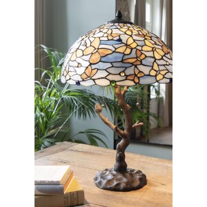 LumiLamp 5LL-6344 Lampa stołowa Tiffany niebieska Ø 40x60 cm E27-max 2x60W