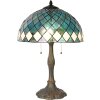 LumiLamp 5LL-6347 Lampa stołowa Tiffany niebieska Ø 40x61 cm E27-max 2x60W