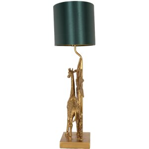 Clayre & Eef Lampa stołowa Żyrafa w kolorze złotym i zielonym 33x20x67 cm E27-max 1x60W