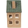 Clayre & Eef 6CE1600 Świecznik Christmas Cottage brązowy, zielony 8x8x15 cm