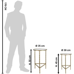 Clayre & Eef 6Y5244 Stolik boczny (zestaw 2) w kolorze złotym Ø 35x55 - Ø 30x45 cm