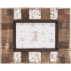 Clayre & Eef 2F1093 Ramka na zdjęcia 20x2x25 cm / 10x15 cm brązowo-biała