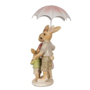 Clayre & Eef 6PR4106 Królik Parasol Dekoracyjny 9x9x19 cm Brązowy Różowy