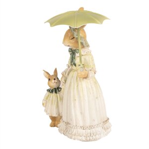 Clayre & Eef 6PR5020 Parasol dekoracyjny królik 16x14x21cm brązowo-zielony