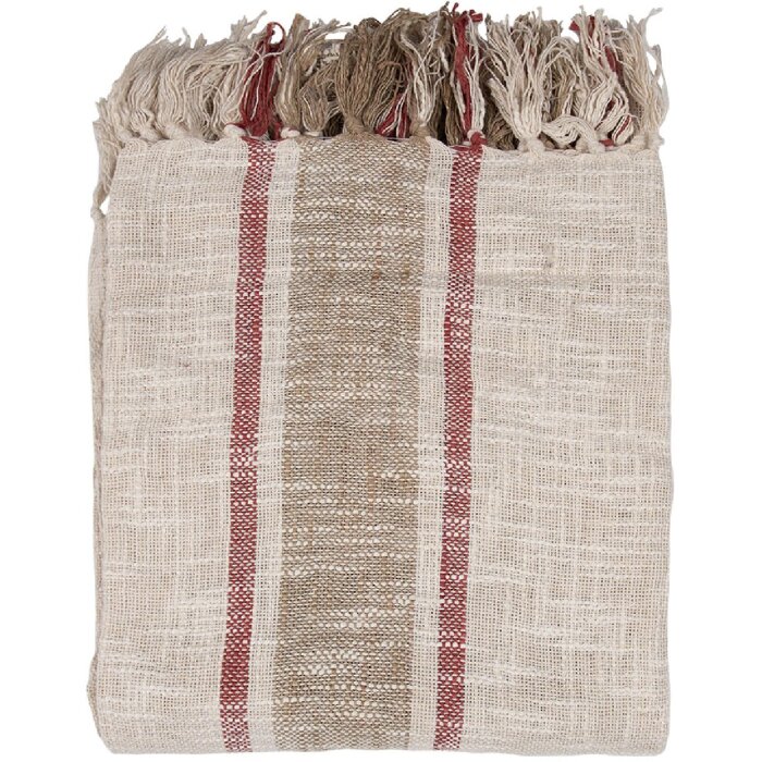 Clayre & Eef KT060.140 Plaid Stripes Beige Brown 125x150cm