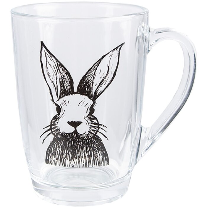 Clayre & Eef RAEGL0002 Szklanka do herbaty Rabbit Transparent 300ml 11x8x11cm