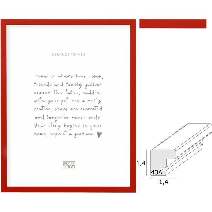 Deknudt S43AK4 Drewniana rama czerwona wąski profil blokowy 10x15 cm do 30x40 cm