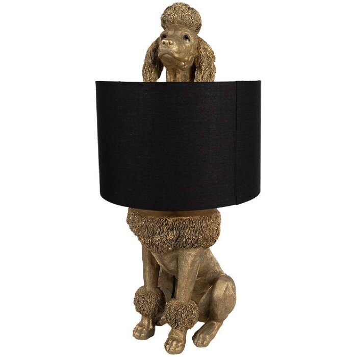 Clayre & Eef 5LMC0036 Lampa stołowa Poodle Gold Black 30x28x57 cm E27/max 1x60W